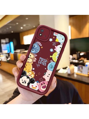Ucuc Realme C20/C20A/C11 2021 Uyumlu Burgundy Silikon Kılıf Sevimli Kartoon Desenli Kamerayı Koruyan Anti-Çarpma