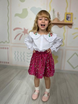 Butik Kız Çocuk Payet Etekli Gömlekli 2'li Takım