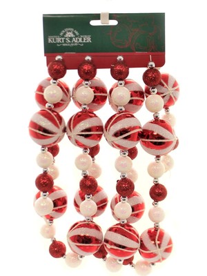 Kurt S. Adler H9563 Çelenk, Kırmızı/beyaz