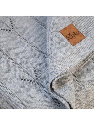 Çok Amaçlı Örtü, Nefes Alan Şık Dekoratif Geometrik Desenli El Örgüsü Triko Koltuk Şalı Soldier 130X170 cm (Gri)