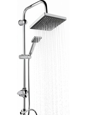  yağmurlama tipi ahizeli tepe model şık tasarımlı kare duş başlığı seti