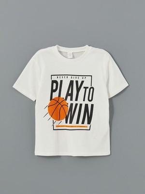 Lc Waikiki Yeni Sezon Bisiklet Yaka Baskılı Erkek Çocuk Tişört