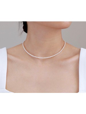 Taşmir Sertifikalı Aaa Kalite Gerçek Doğal Arpa Inci Kolye - Paslanmaz Çelik Aparat