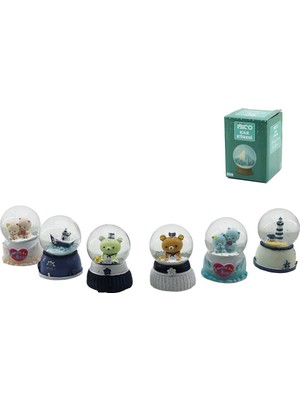 Die Grup Küçük Boy - 6.5cm Pilli - Işıklı Kar Küresi Cam Hayvan Figürlü - Desen Mix Renkli Herha