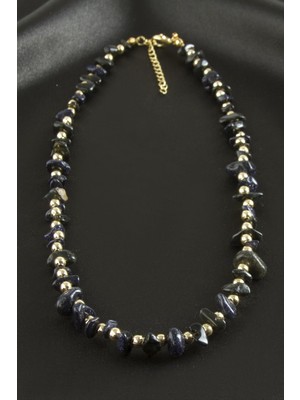 Die Grup Lacivert Yıldız Kırık Doğaltaş Kolye DIE-GRPBJT34