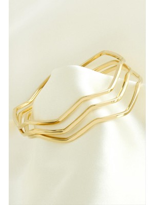 Die Grup 3 Adet Zikzak Ajda Lüks Çelik Bilezik 65*2 mm DIE-GRPBJT34