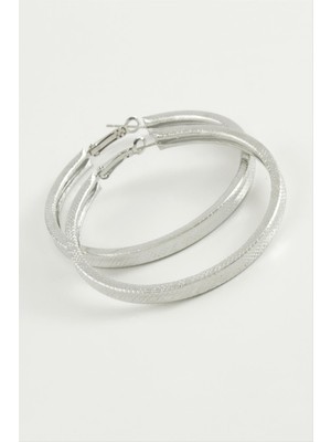 Die Grup Kare Baklava Desenli Halka Küpe 3,5 cm DIE-GRPBJT34