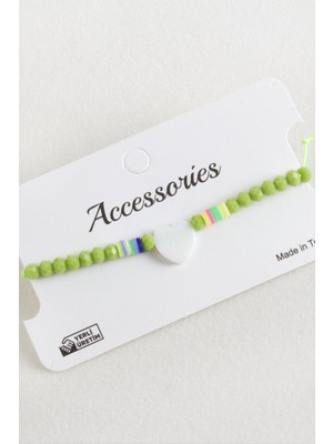 Die Grup Kalp Sedef Kristal Makrome Ip Bileklik DIE-GRPBJT34