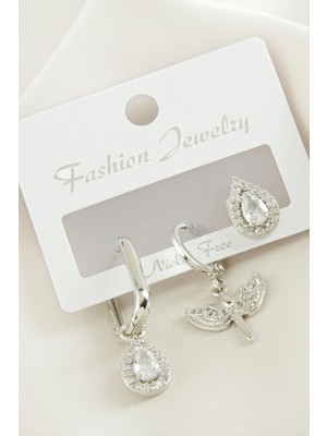 Die Grup 3 Adet Damla Zirkon Taşlı Küpe DIE-GRPBJT34