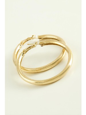 Die Grup Çizgili Boru Halka Küpe 3,5 cm DIE-GRPBJT34