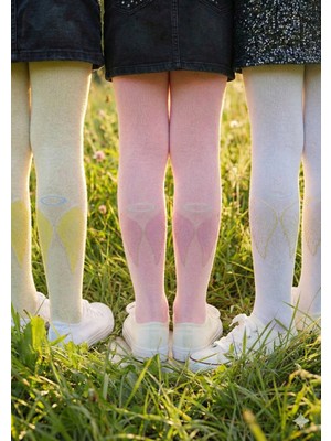 Pink Bunny %80 Pamuklu 3'lü Paket Melek Kanatlı Desenli Bebek Çocuk Külotlu Çorap