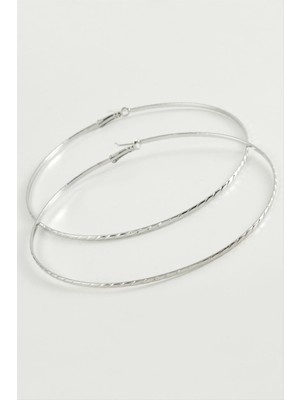 Die Grup Zincir Çizgili Metal Halka Küpe 8-9-10 cm DIE-GRPBJT34