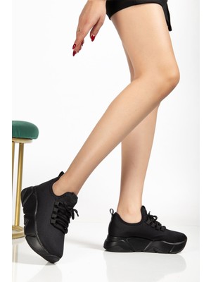 Shemard Kömür Bağcıklı Fileli Platin Taban Günlük Kadın Spor