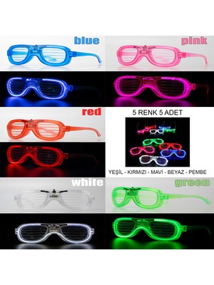 Die Grup Glow Model LED Işıklı Parti Gözlüğü 3 Modlu 5 Renk 5 Adet (4887) DIEGRP-RSGO34