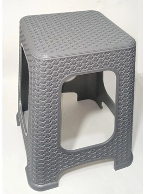 Die Grup 4 Adet Küçük Gri Tabure Kir Tutmaz 30 cm Hasır Örgü Uygun Alt Kuşaklı Sağlam Dizayn Dıegrp