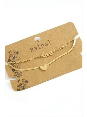 Die Grup Kalp Love Yazılı Lüks Çelik Halhal DIE-GRPBJT34