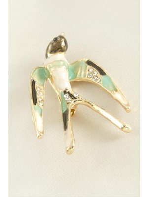 Die Grup Kuş Mineli Taşlı Broş DIE-GRPBJT34