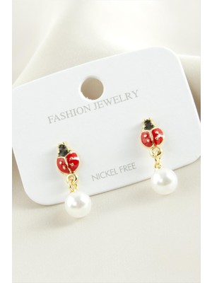 Die Grup Uğur Böceği Mineli Inci Küpe DIE-GRPBJT34