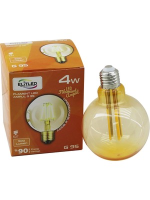 Die Grup 4W - E27 Gold Color Flament Rustik Ampul 400LUMEN - 2200K Kırılmaz Gövde (4887) DIEGRP-RSGO34