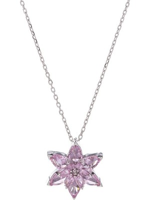 Nagiss Lotus Çiçeği Pembe Zirkon Taşlı 925 Ayar Gümüş Kadın Kolye