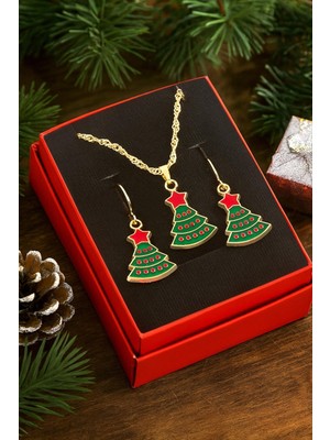 Die Grup Çam Ağacı Yılbaşı Kutulu Zincir Kolye Set DIE-GRPBJT34