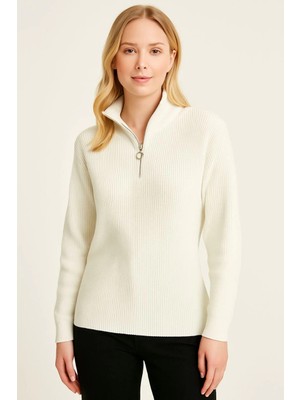 Beta Moda Hub Yarım Fermuarlı Triko Kazak – Selanik Örgü