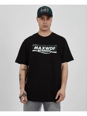 Beta Moda Hub Bisiklet Yaka Baskılı Oversize T-Shirt - Siyah