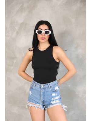 Beta Moda Hub Kolsuz Badi Bluz - Siyah