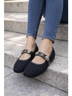 ModaFrato CAPRI Tiftikli Turalı Babet Günlük Kadın Ayakkabı Mary Jane Ev Babeti