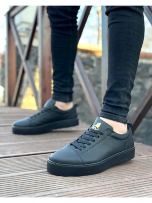 Baybonza BA0104 Bağcıklı Siyah Cilt  Spor Klasik Erkek Ayakkabı