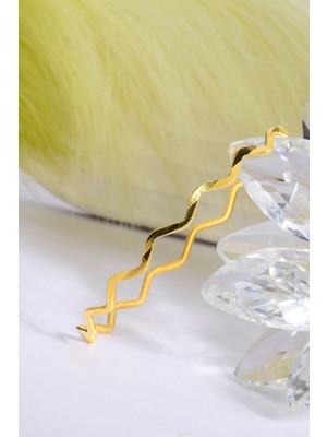 Innuendo 925 Ayar Gümüş Üzeri 22 Ayar Altın Kaplama Zikzak Ajda Bilezik