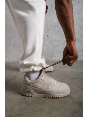 Beta Moda Hub Baggy Alt Eşofman - Beyaz