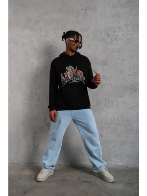 Beta Moda Hub Dankes Baskılı Kapüşonlu Sweat - Siyah