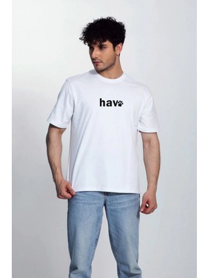 Beta Moda Hub Bisiklet Yaka Kısa Kol Hav Baskılı T-Shirt - Beyaz