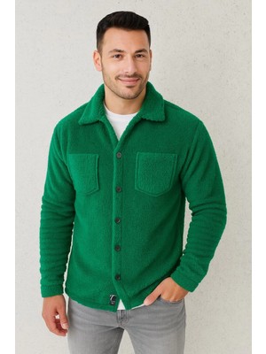 Beta Moda Hub Pelüş Polar Hırka Gömlek –- Çimen Yeşili