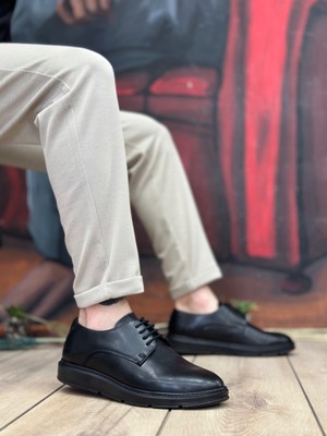 Baybonza BA0003 Bağcıklı Klasik Siyah Yüksek Siyah Taban Casual Erkek Ayakkabı