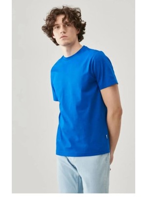 Beta Moda Hub 24/1 Düz A Kalite Oversize T-Shirt - Mavi