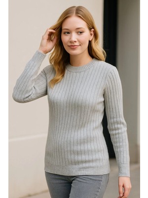 Beta Moda Hub Bisiklet Yuvarlak Yaka Triko Kazak Pamuklu Kalın Fitilli Dokuma, Regular Fit Uzun Kollu Kışlık M