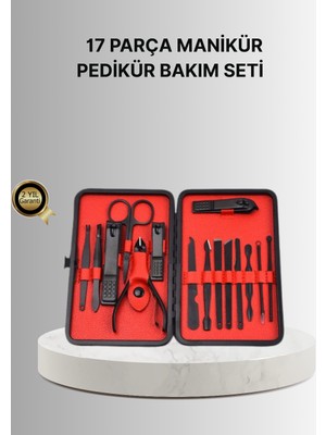 Die Grup Şık Kutu Tasarımlı 17 Parça Manikür Pedikür Seti Dayanıklı ve Hijyenik TDRS-DIOEGRP34