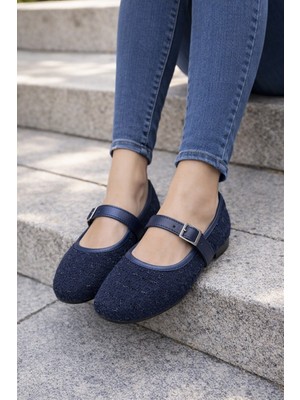 ModaFrato ELVERA Tiftikli Turalı Babet Günlük Kadın Ayakkabı Mary Jane Ev Babeti