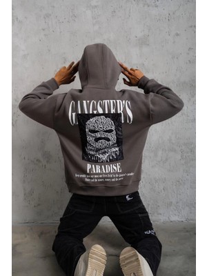 Beta Moda Hub Paradise Baskılı Kapüşonlu Sweat - Gri