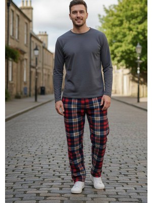 Havva Home Erkek Kadın (Unisex) Kare Ekose Desenli Polar Pantolon Ev Içi Ev Dışı Kullanım Hediye Için Uygun (Tek Al)T