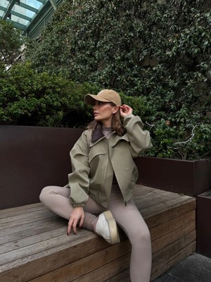 Beta Moda Hub Çift Yakalı Ceket Mont - Yeşil