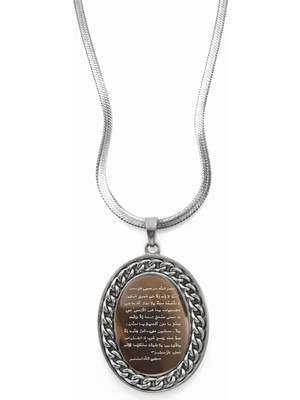 Vipfoni Ayetel Kürsi Dualı Italyan Zincirli Yuvarlak Çelik Kolye M1