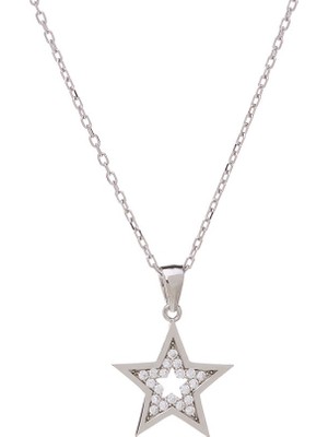 Nagiss Yıldız Model-2 Zirkon Taşlı 925 Ayar Gümüş Kadın Kolye