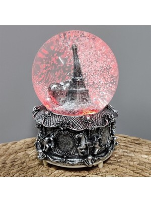Hediyesahibi Eyfel Kulesi Işıklı Müzikli Püskürtmeli Büyük Boy Kar Küresi