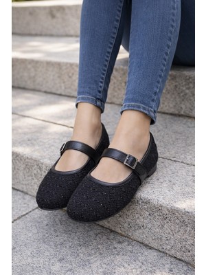 ModaFrato ELVERA Tiftikli Turalı Babet Günlük Kadın Ayakkabı Mary Jane Ev Babeti