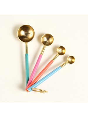 Zsa Zsa Zsu Tanda Çelik Ölçü Kaşık Seti 15X4X2 cm Altın - Renkli