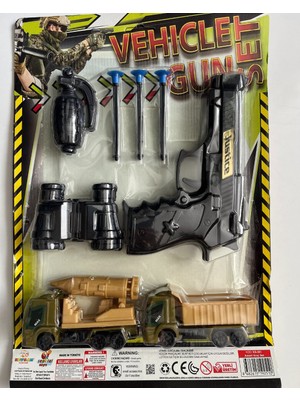 Mavi Su Dünyası Askeri Set Oyuncak Silah Arabalar Dürbünlü Bombalı Set Silah