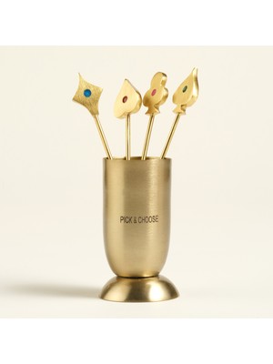 Zsa Zsa Zsu Tanda Çelik Kokteyl Çubukları 5X5X13 cm Altın